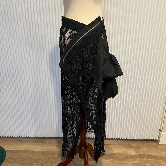 XD XENIA DESIGN Women's Lace & Taffeta Mela Pareo Skirt Size S In Black - Picture 5 of 13